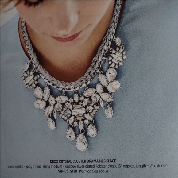 Deco Crystal Cluster Drama Necklace - Picture 3 of 6